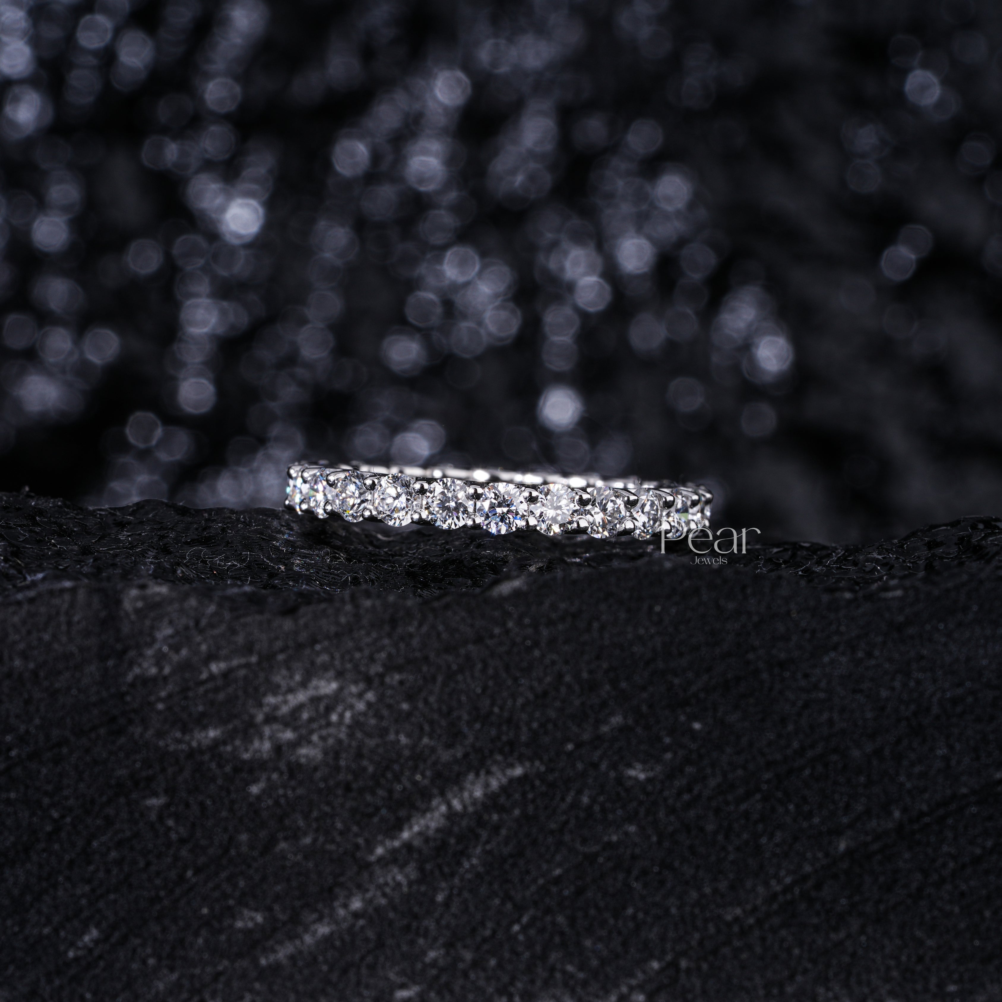 0.06Ct Round Full Eternity LabGrown Diamonds Wedding Band - Pear Jewels